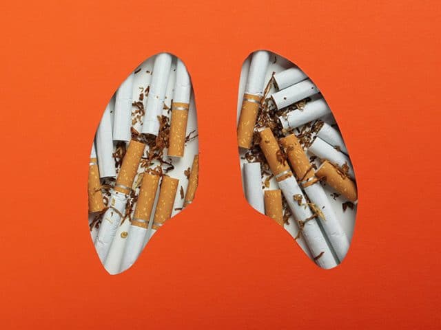 Płuca palacza vs zdrowe płuca – 1 paczka dziennie przez 40 lat